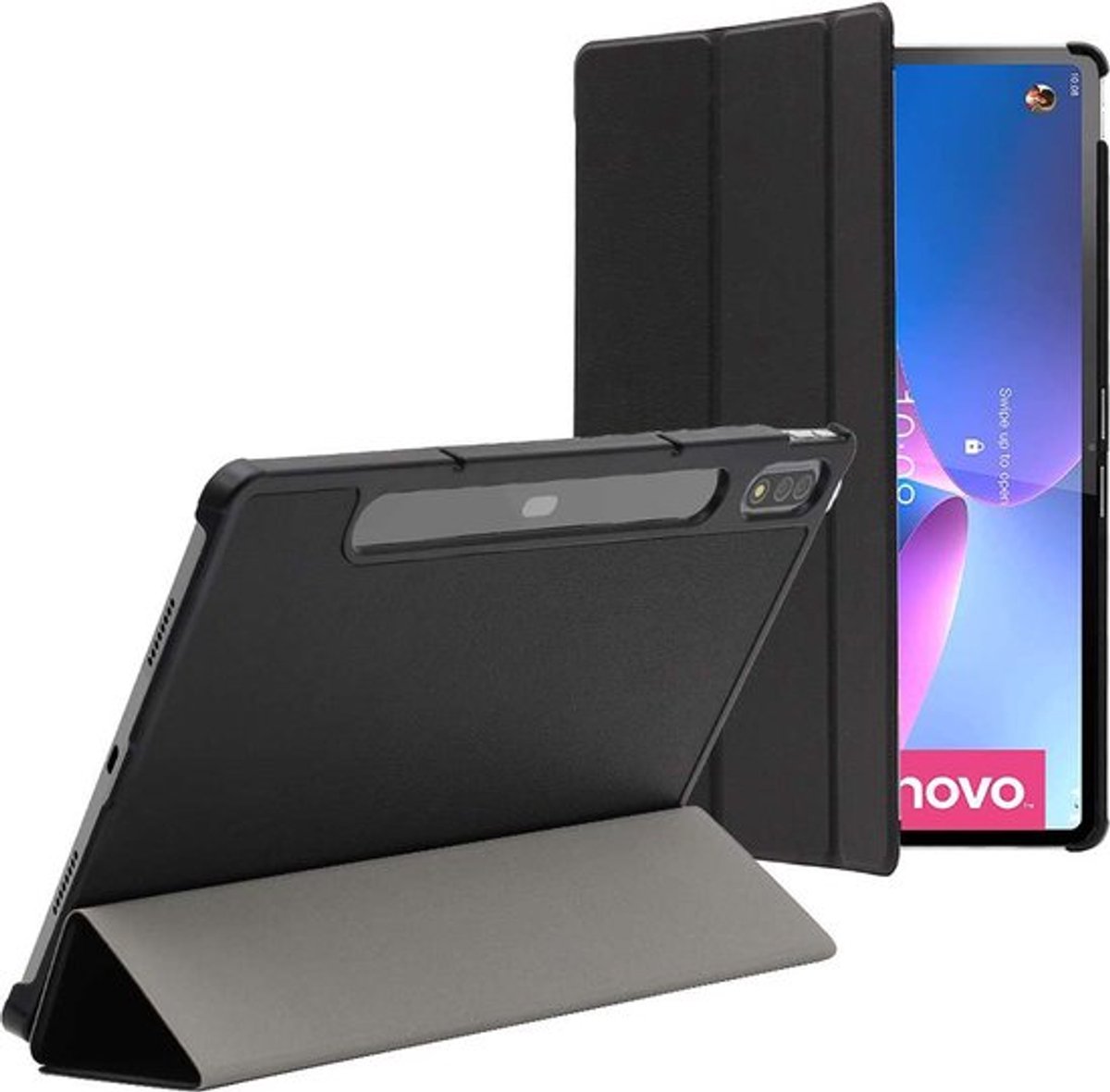 ebestStar - Hoes geschikt voor Lenovo Tab P12 Pro, Slanke Design PU Lederen Etui, Automatische Slaap/Wake, SmartCase hoesje, Zwart