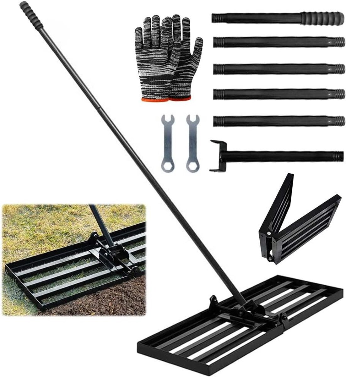 SnelShoppen - Lawn Leveling Rake 76x25 cm met Handvat - Efficiënte Tuin Rake voor Grond en Gras Niveaueren - Vouwbare Grasmaaier en Tuinsqueegee