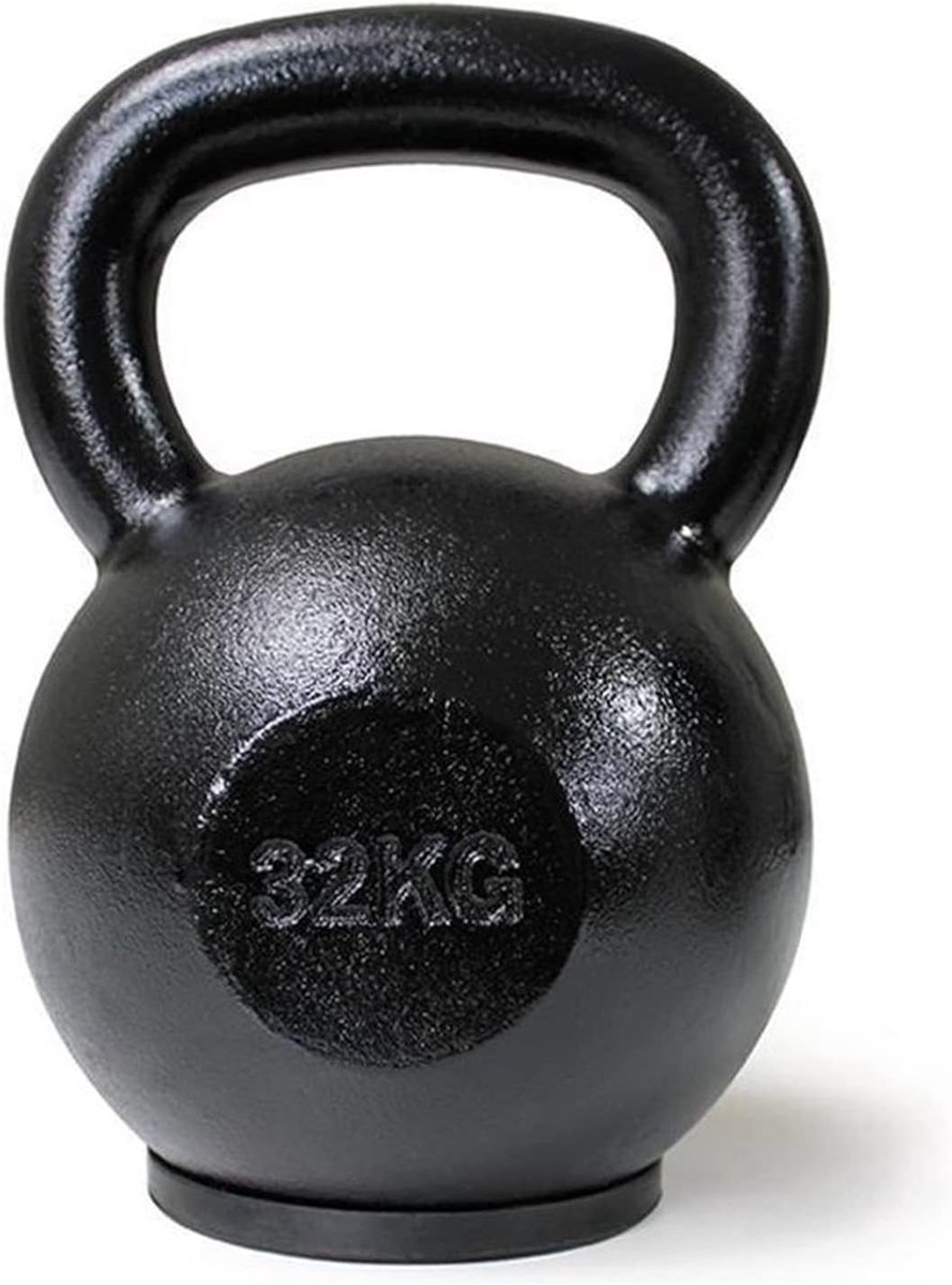 Thijox - Core-Power Gietijzeren Kettlebell 32 kg - Professionele Kogelhalter voor Gym, Fitness & Crossfit - Hoogwaardige IJzererts met Rubberen Voetaf