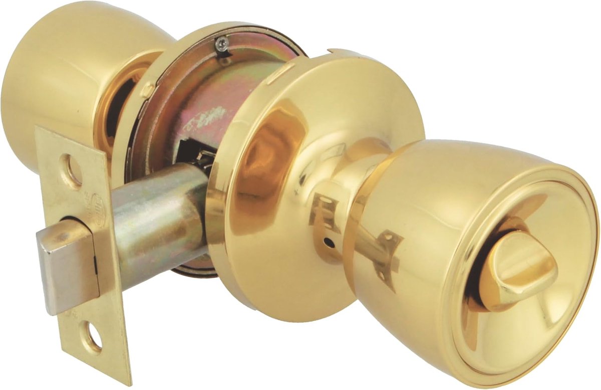 SnelShoppen - Deurknop set - Gepolijst Messing - Privacy Functie met Nood Ontgrendeling - Voor Dikken van 35-45 mm - 18.5 x 8 cm - Veilig en Elegant v