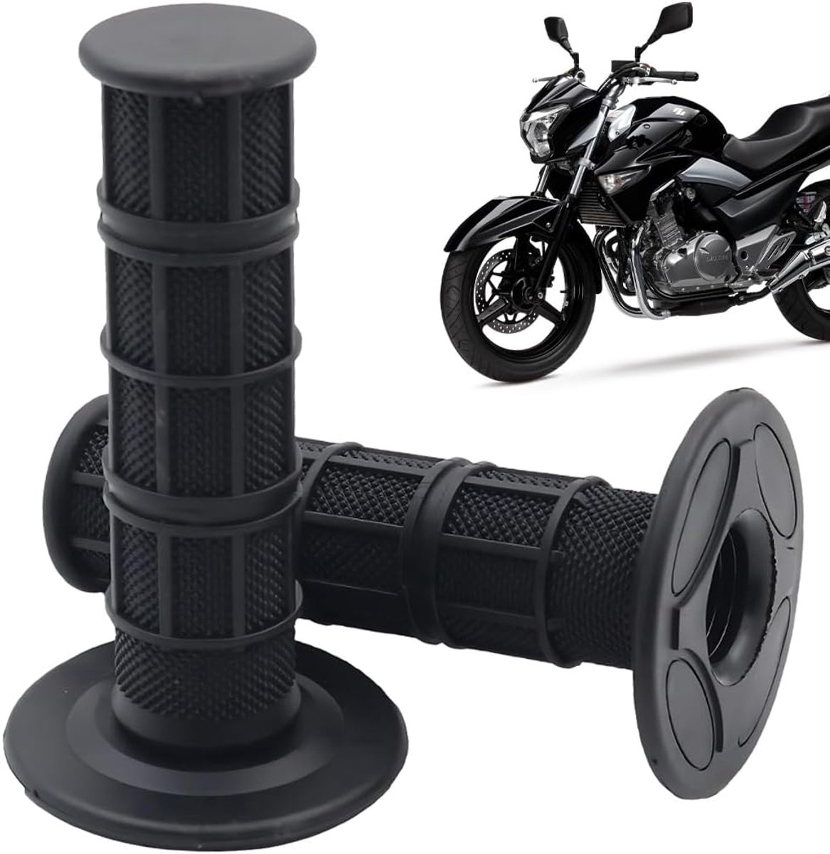 SnelShoppen - Motorcross Handgrepen Universeel Rubber Zwart 22/24 mm Compatibel met 7/8 Inch - 1 Paar - Antislip Grip voor Motocross & Offroad