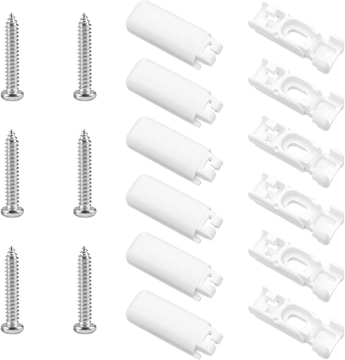 SnelShoppen - 6 Stuks Clamping Support Pleated Crimped Clamp Holder met 6 Schroeven - Hoogwaardige Plastic Clamp Beugels voor Vouwgordijnen - Witte Kl