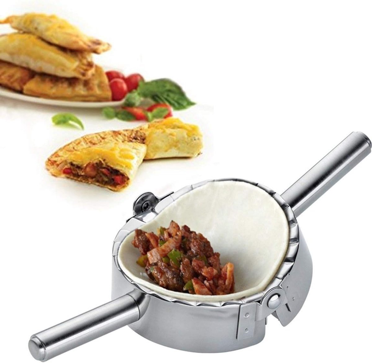 SnelShoppen - RAVIOLI/Pierogi Bakvorm en Koekjesvorm van RVS - Grote 10 cm en 12 cm - Ideaal voor Keuken, Feest, Koken, Bakken, Silver