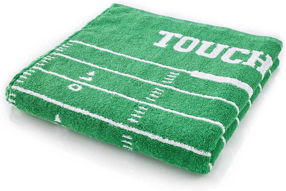 SnelShoppen - American Football Handdoek, Badhanddoek, Strandhanddoek - 70x140 cm, 100% Katoen, 500gsm, Voetbalveld Design, Perfect voor Feestjes, Cad