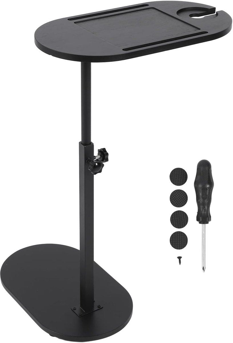SnelShoppen - C-vormige bijzettafel, 360 graden draaibaar, hoogte verstelbaar van 42 tot 82 cm, houten blad, ideaal voor woonkamer, slaapkamer, balkon