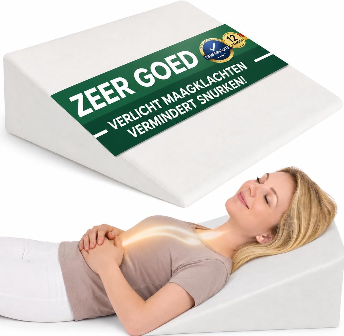 SnelShoppen - Bed Wedge 80 cm - Verhoogd Slapen, Betere Ademhaling & Lezen, Rugsteun Kussen, Wasbare Hoes, OEKO-TEX, Ideaal voor Bed & Bank