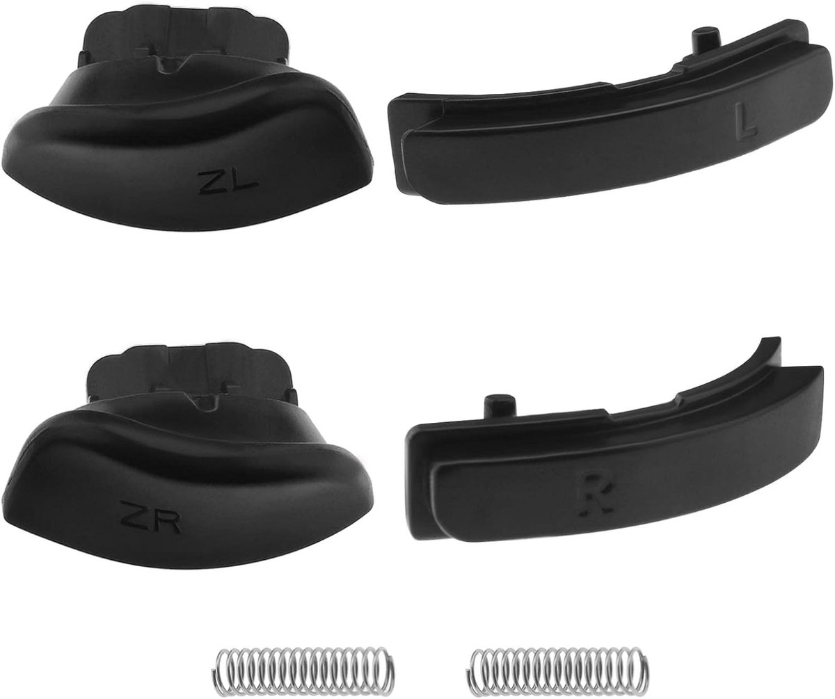 SnelShoppen - Set van 6 L R ZR ZL Trigger Knoppen met Veertjes voor Nintendo Switch Joy-Con Controller Vervangingsonderdelen Zwart
