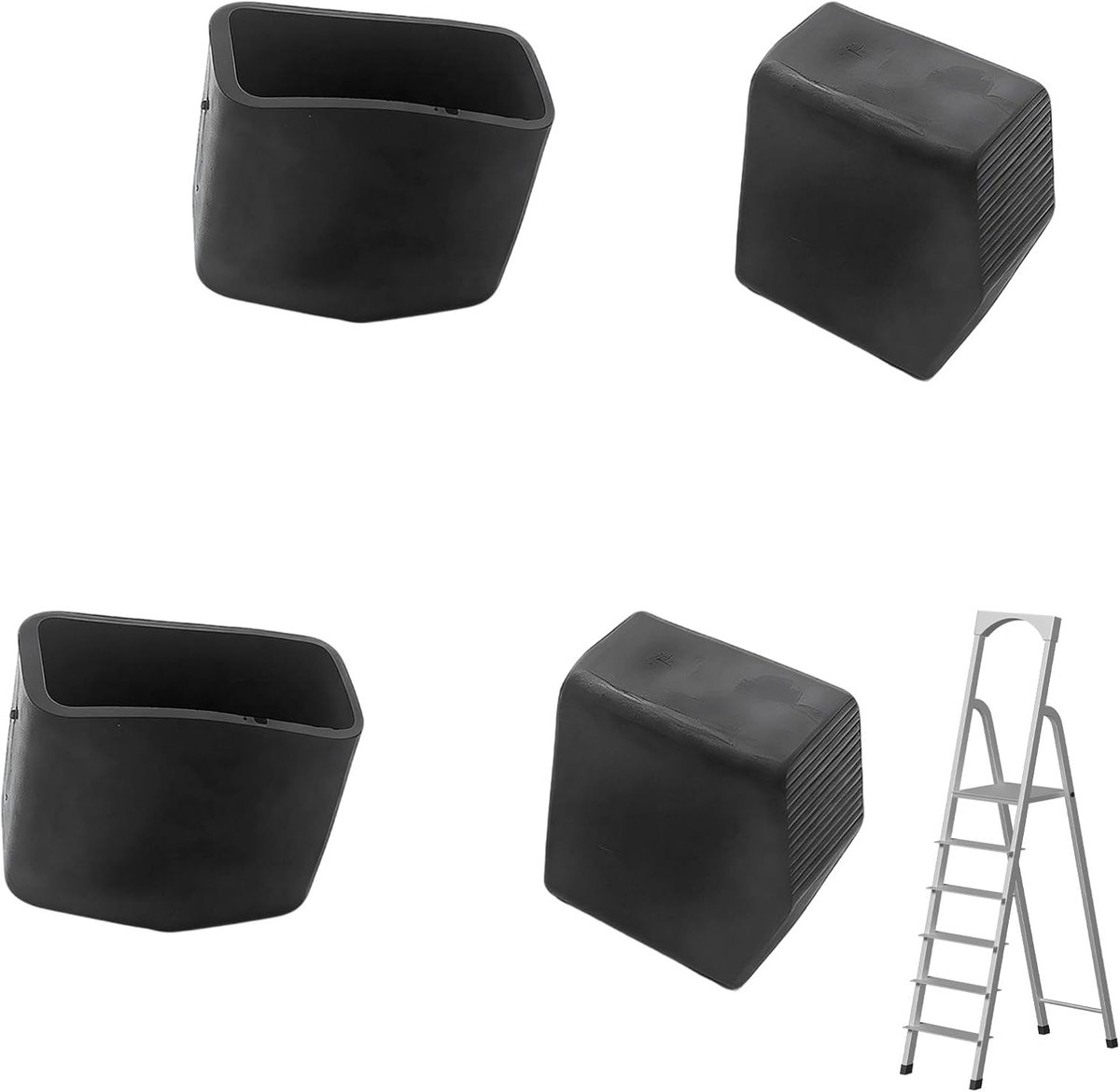 SnelShoppen - 4x Laddervoetjes, Rubberen Antislip Voetjes voor Vouwladder, Vervangende Ladderaccessoires met 40x20mm Binnendiameter, Slijtvast en Hitt
