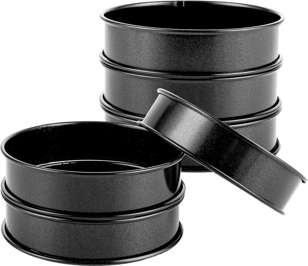 SnelShoppen - 6pcs Crumpet Rings Pancake Mould Ø10cm - Non-Stick Crumpet Molds voor Pannenkoeken, Muffins en Spiegelseieren - Duurzaam en Veilig Keuke