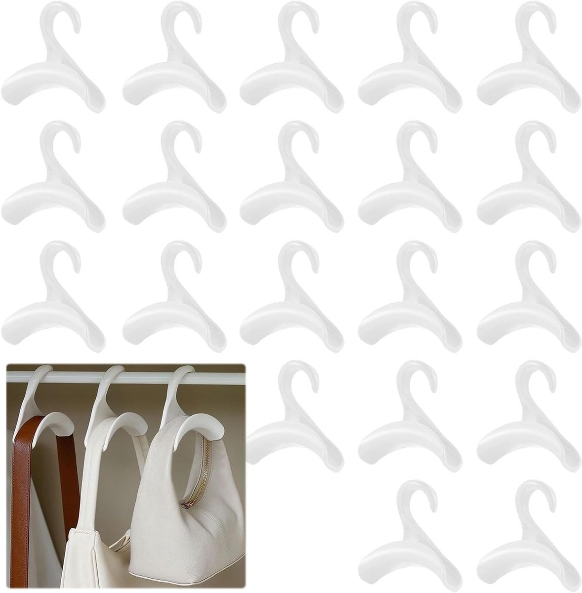 20 Stuks Handtas Hangers - Kledinghangers voor Tassen, Rugzakken, Sjaals en Riemen, Ideaal voor Organisatie en Ruimtebesparing