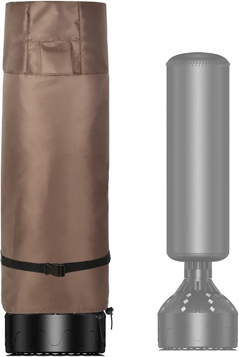 SnelShoppen - Outdoor Punching Bag Cover - Waterdichte Bescherming voor Staande Bokszak - 420D Oxford Bruin met Zijrits en Ventilatie (30 x 144cm)