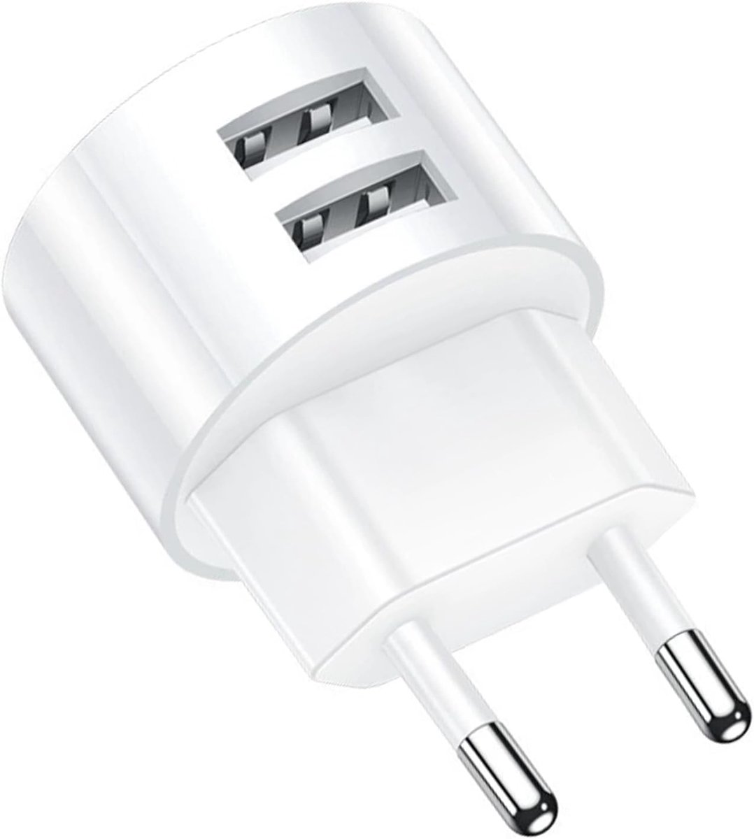 SnelShoppen - USB Plug Adapter 5V 2.1A met 2 Poorten, Geschikt voor IP44 Stopcontacten en Kabeltrommels, Ruimtebesparend Ontwerp voor Smartphones/Tabl