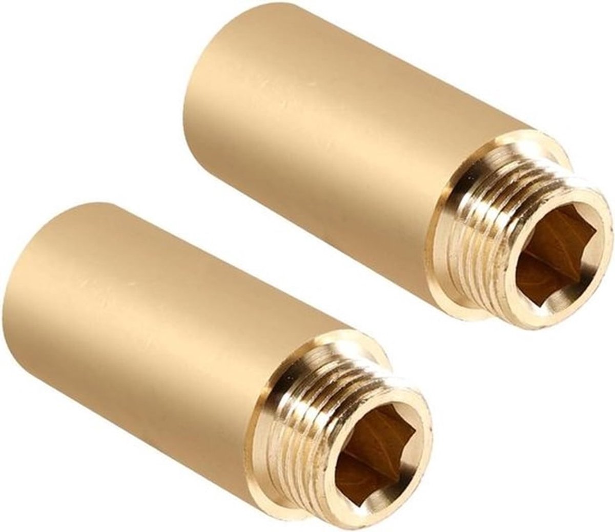 Kraanverlenging 1/2 inch x 50 mm 2 stuks - Messing schroefdraadverlenging voor drinkwater en verwarming installatie