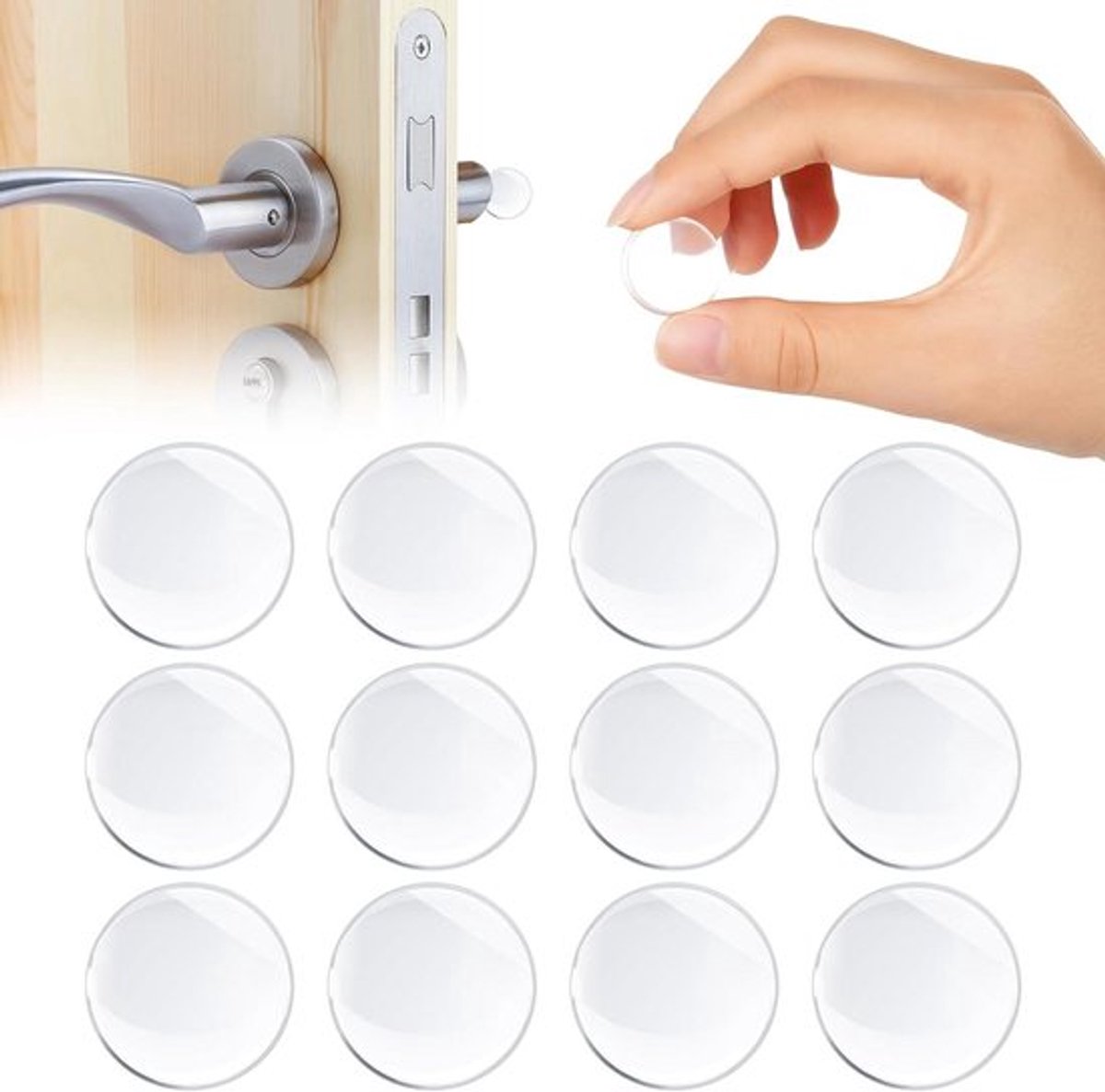 Deurstoppers met 24 stuks transparante bumper pads voor bescherming van muren en meubels