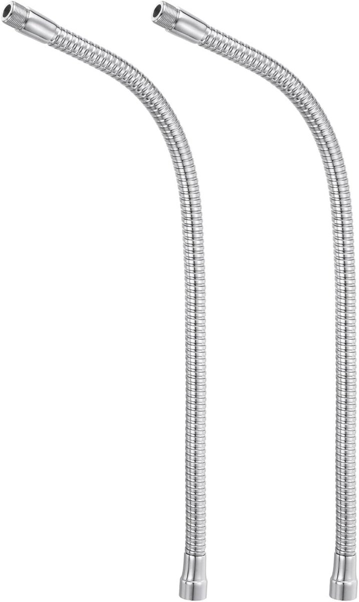 SnelShoppen - 2 Stuks 19 Inch Microfoon Gooseneck Flexibele Arm met 5/8"-27 Draad voor DIY Projecten - Staal, Zilver, Multi-Functioneel