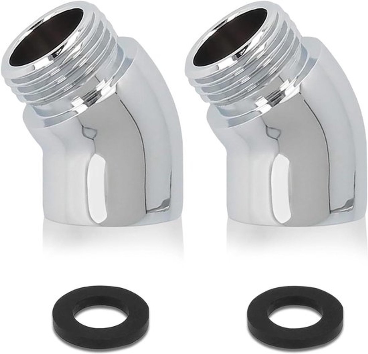 Hoekstuk voor handdouche met afdichtingsringen en 145 graden draaibaar - kraanverlenging adapter met douchekop - koperen slangadapter.