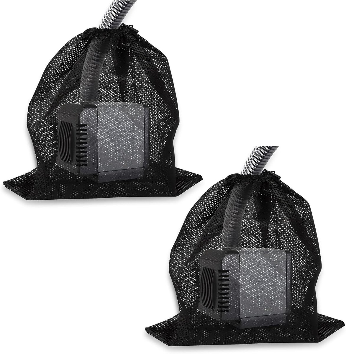 SnelShoppen - 2 Pack Pump Filter Bag - Zwarte Pomp Barrière Tas - Herbruikbare Pomp Netzak voor Buiten, Vijvers, Filters - Waterdicht, Sterk en Duurza
