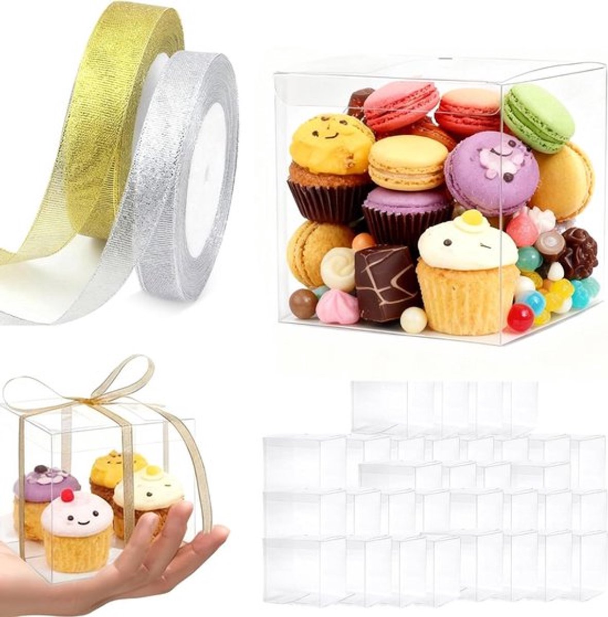 Transparante geschenkdozen 5x5x5cm - Kubusverpakking voor gastgeschenken - Set van 50 stuks