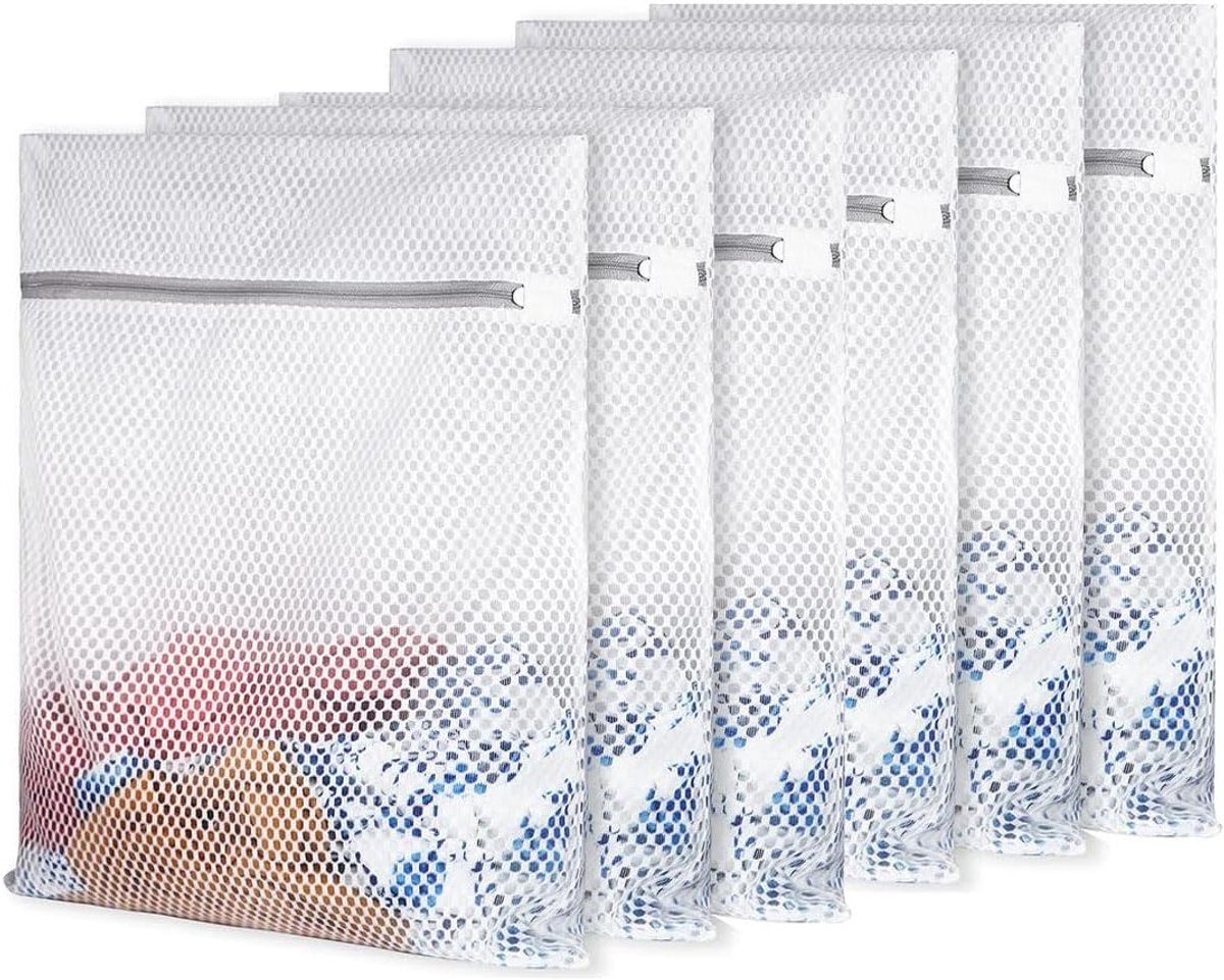 Set van 6 ademende waszakken van mesh stof, 30 cm x 40 cm voor lingerie, ondergoed en sokken, duurzaam en geschikt voor wasmachines