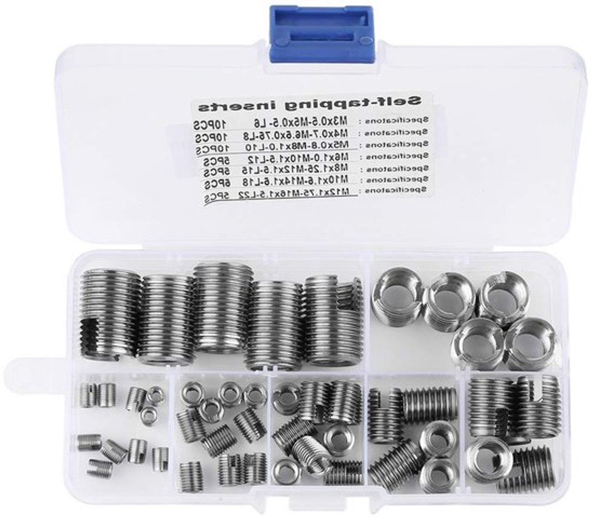 50 Stuks RVS Draad Inserts voor Interieur, Zelftappende Bevestigingsmiddelen en Reparatietools