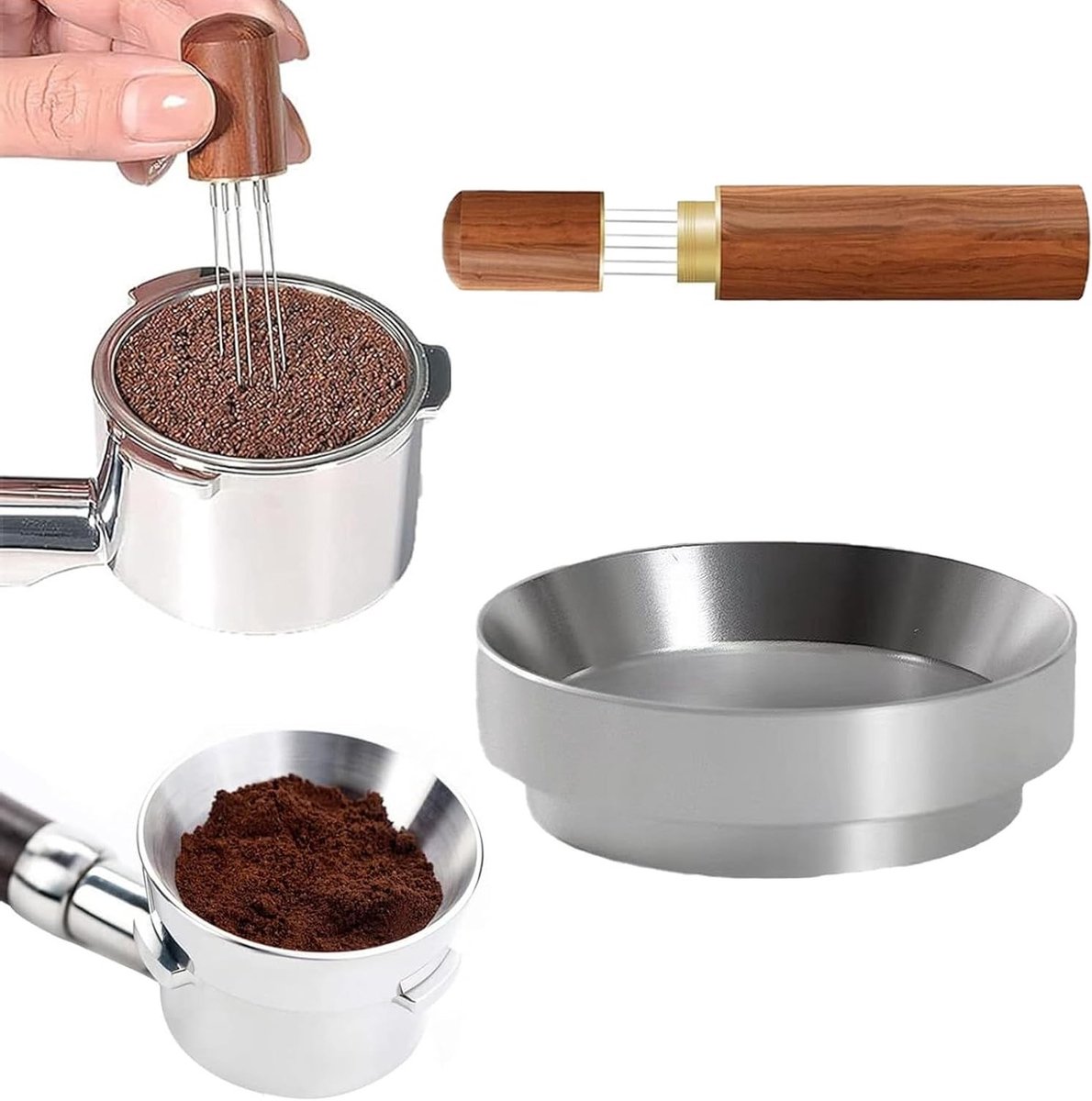 Koffie dispenser ring 58mm espresso distributietool met 6 dunne naalden ideaal voor barista's en koffieliefhebbers