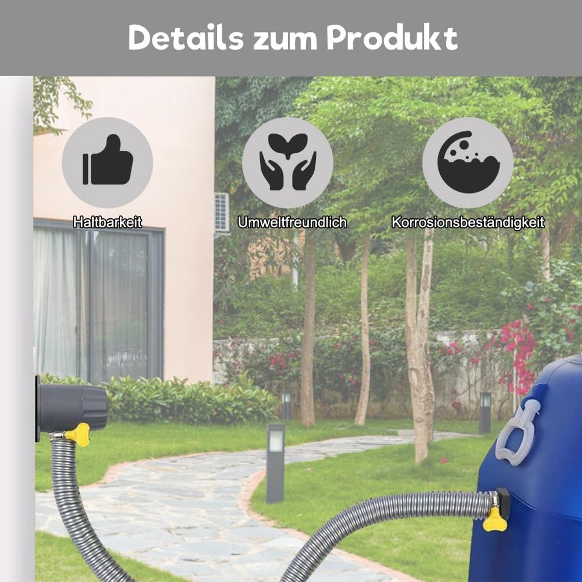 SnelShoppen - Rainwater Collector Set 75-110 mm met 1 m Hose, Duurzame Regenwateropvang, Verbinding voor Regenwaterton, Geschikt voor Daken tot 80 m²,