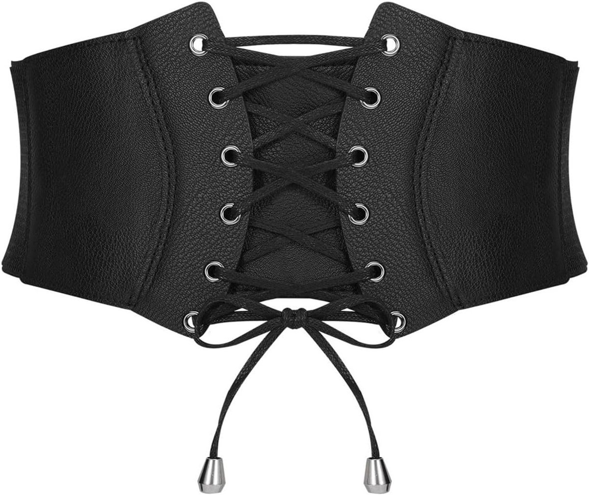 Dames Waspie Taillengürtel van Elastisch Materiaal, Vintage Corset Gürtels voor Halloween Kostuums, Brede Schnürgurtels voor een Strakke Taille