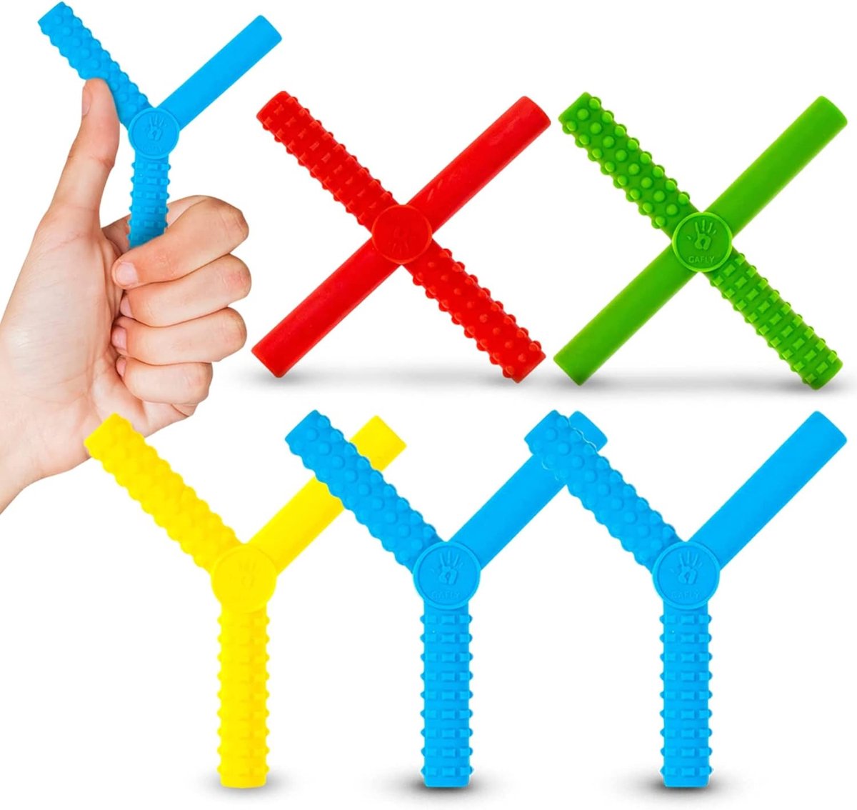 SnelShoppen - Chew Tubes voor Kinderen - Set van 4 - Sensory Chewing voor Autisme en Speciale Behoeften - Silicoon, Anti-Stress, Kalmerend, Discreet,