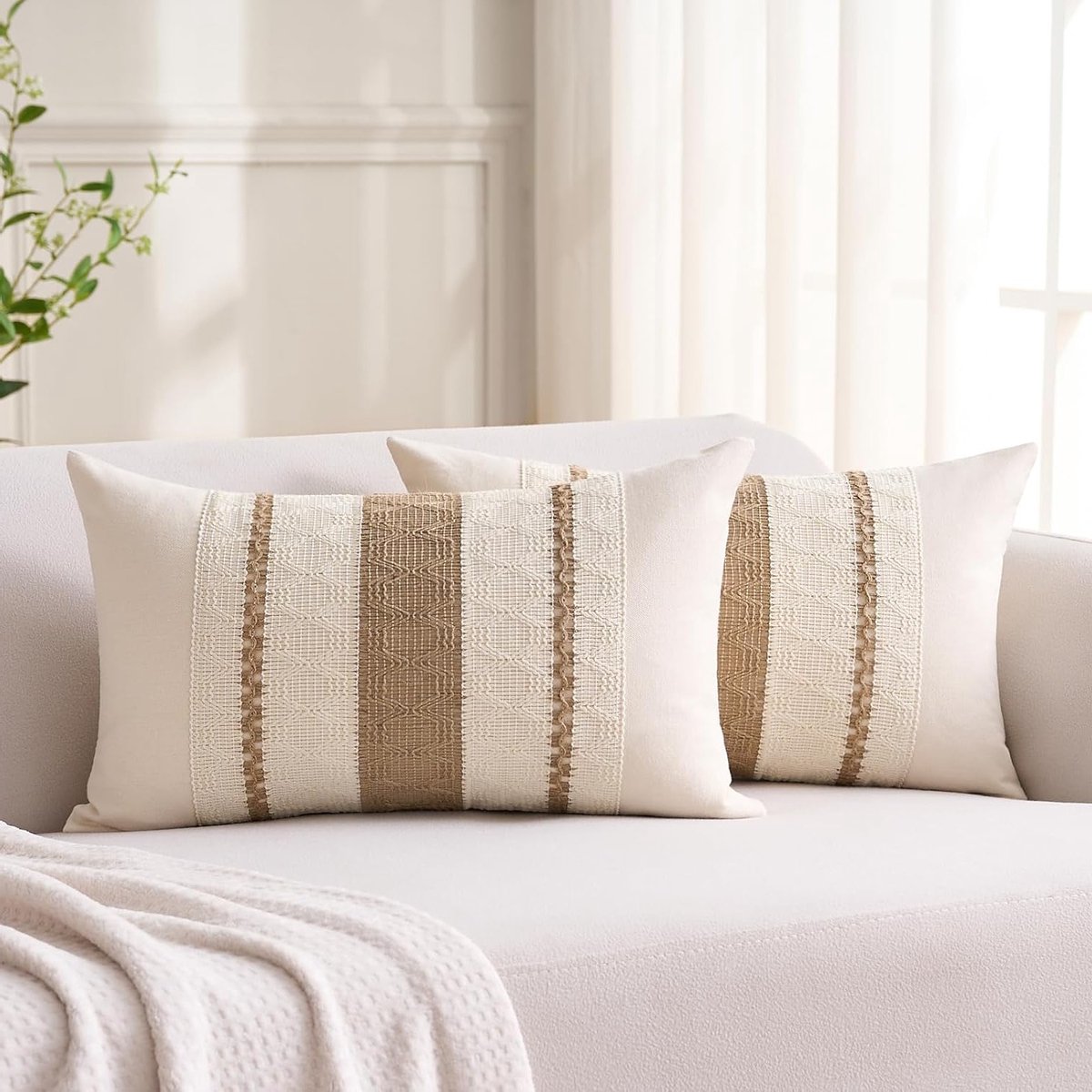 Set van 2 Boho Kussenslopen van Katoen, Decoratieve Kussens voor Bank en Slaapkamer, 30 x 50 cm, Modern Farmhouse Stijl, Interieuraccessoires, Woondecoratie