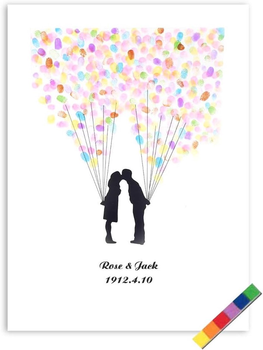 SnelShoppen - Uniek Vingerafdruk Boom Gastenboek Poster - Creatief Trouwen, Canvas, 4 Typen, 6 Kleuren Inkt, Perfect voor Bruiloften, Feesten, Decorat