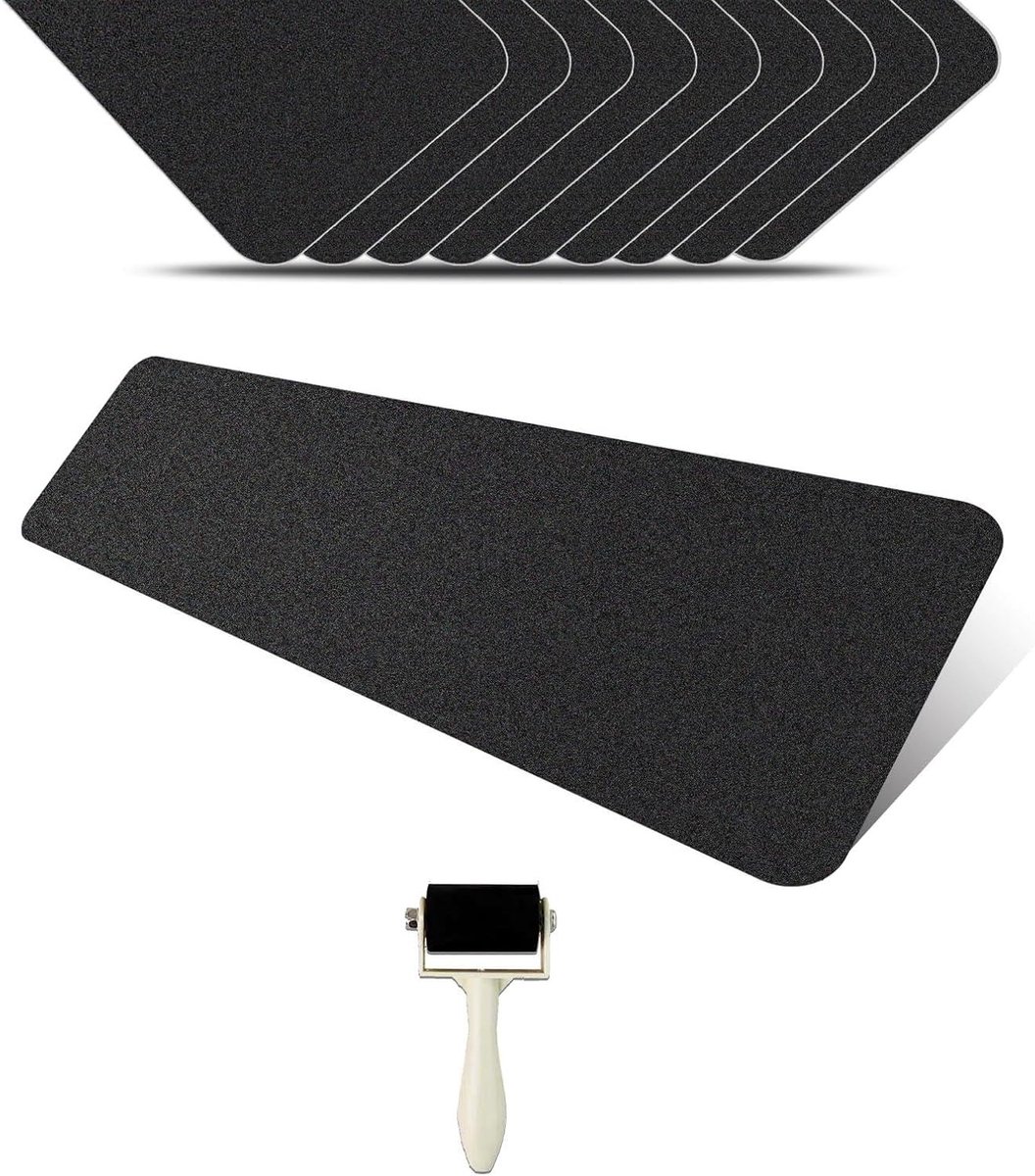 Antislip Trapmatten Set voor Binnen, 12 Stuks met Kleine Rollen, 61 × 10 cm, Ideaal voor Veiligheid en Comfort op Trappen