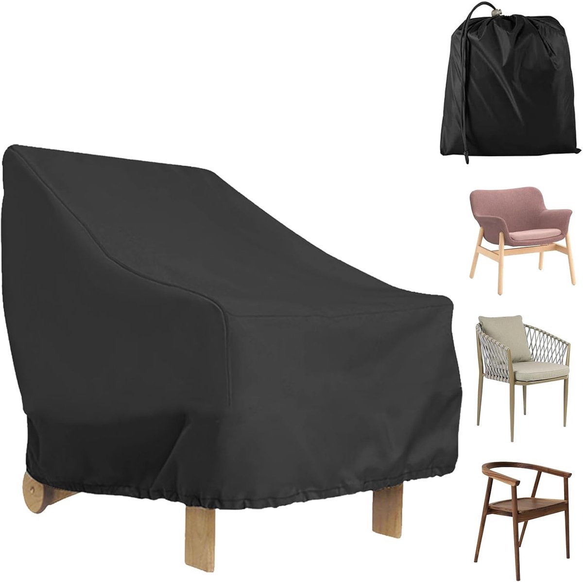 SnelShoppen - Tuinstoel Beschermhoezen 80 x 85 x 91 cm, 210D Oxford Stof Waterdicht, UV-Bescherming voor Buiten, Elastische Zoom, Ideaal voor Balkon e