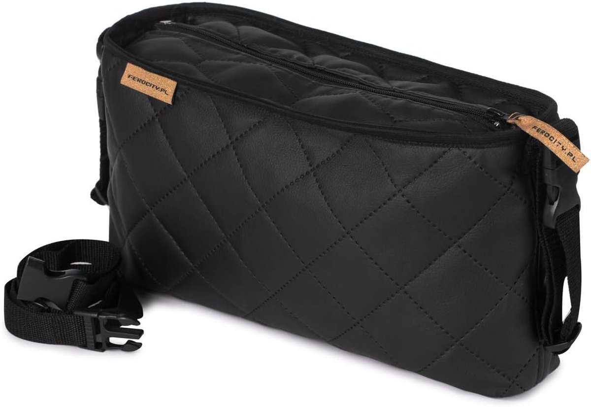 SnelShoppen - Buggy Organiser voor Pushchair - Organiser Bag, Geschikt voor Alle Kinderwagens, Zwart, Waterafstotend, Verstelbare Band, Extra Opbergru