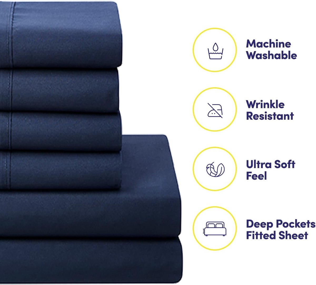 SnelShoppen - Ultra Zachte Dons Alternatief Duvet Set & Luxe Katoenen Lakens, Polyester, Marineblauw, Eenpersoons, Compleet Bedtextiel voor Slaapkamer