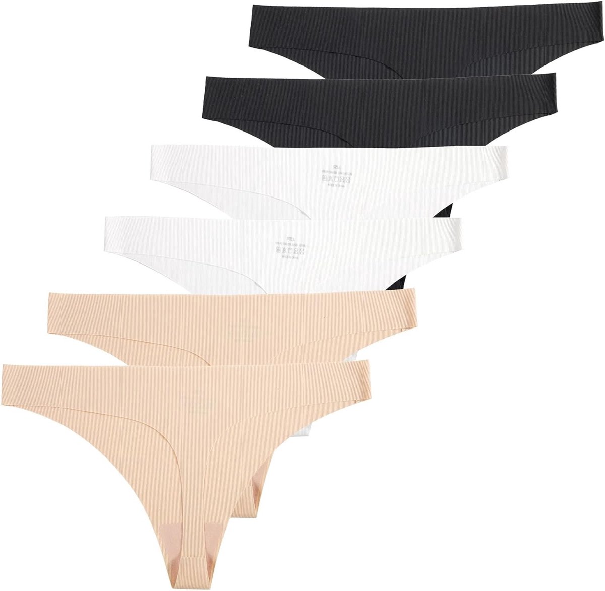Set van 6 Dames Thongs, Onzichtbare Microvezel String, Ondergoed in Diverse Kleuren, Maat S, Comfortabel en Ademend