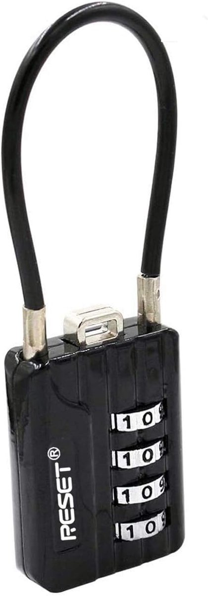 SnelShoppen - 4 Digit Combinatie Kabel Hangslot met 12cm Flexibele Kabel - 200pcs - Zinklegering - Veilig voor Locker, Bagage, Rugzak, Kasten, Sportta
