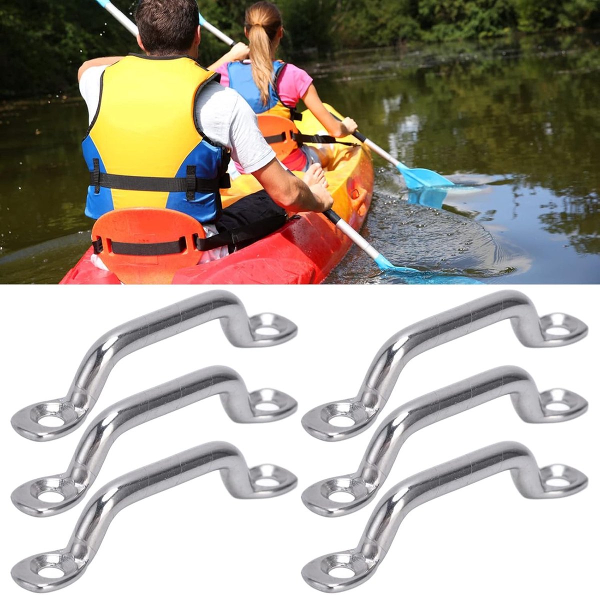 SnelShoppen - Kayak Belt Pin - RVS Bootriem Bevestiging met Schroeven - 10 Stuks - 6mm Riembreedte - Voor Kayak en Kano Accessoires