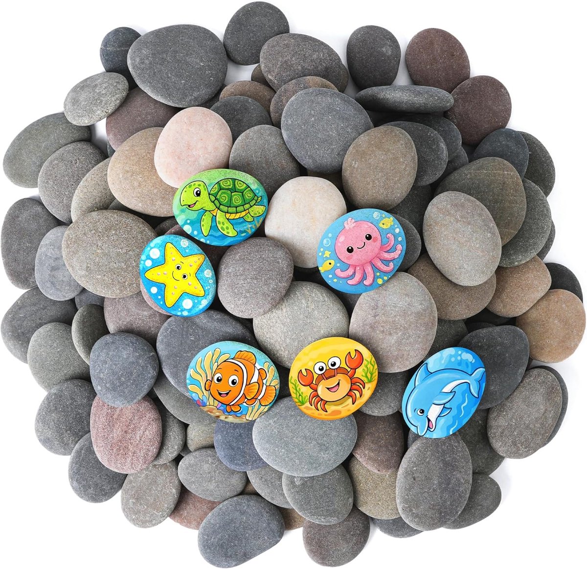 SnelShoppen - Set van 24 Gladde Natuurlijke Rivierstenen 5,5-8,5 cm voor Schilderen, Platte Knutselstenen voor Kinderen, DIY Creatieve Activiteiten, K