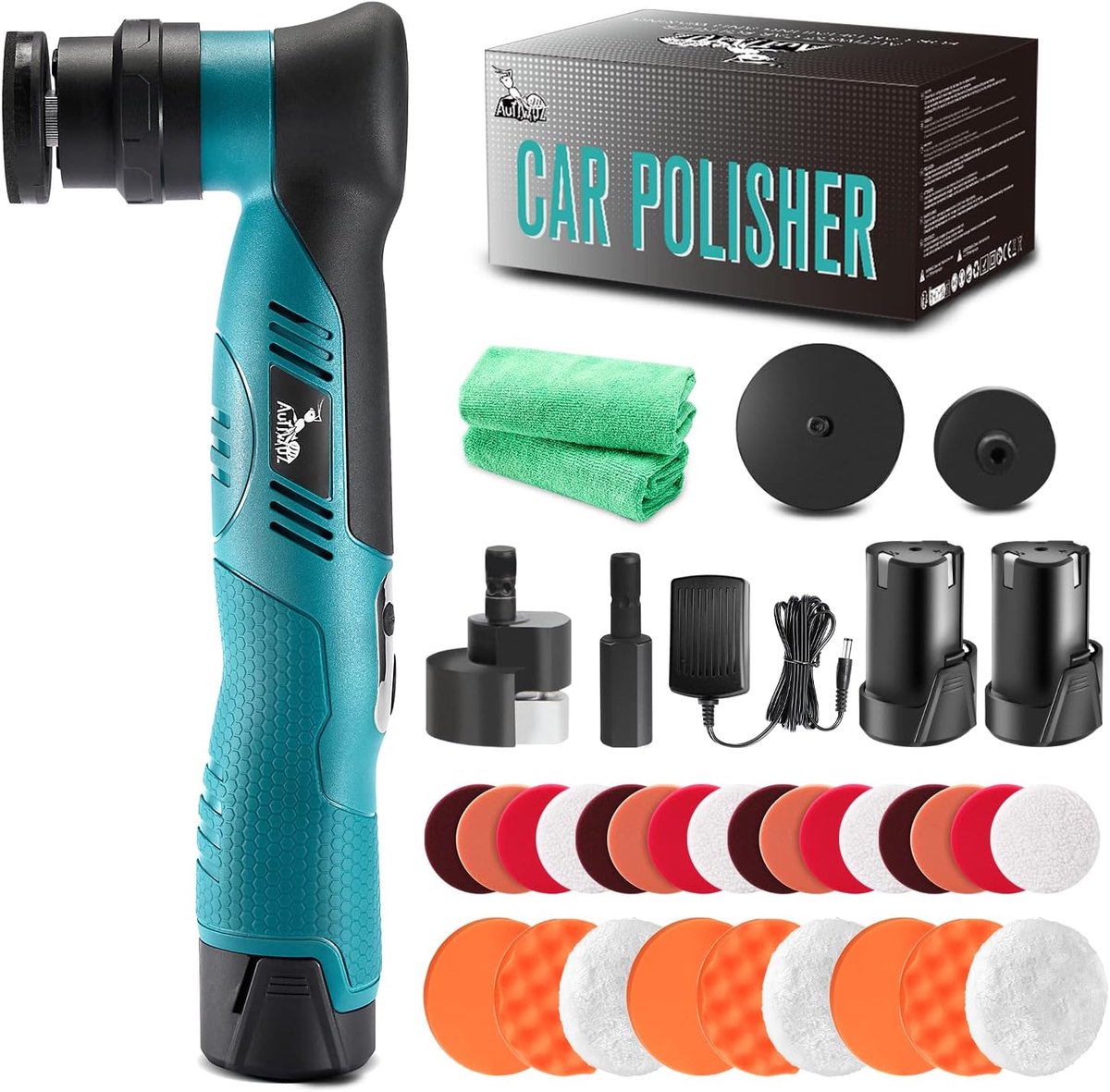 SnelShoppen - Mini Polisher, Draadloze Polijstmachine 30 mm/75 mm, Krassen Verwijderen, 12 V Li-ion Accu, 6 Snelheden, Auto Detailing en Waxen