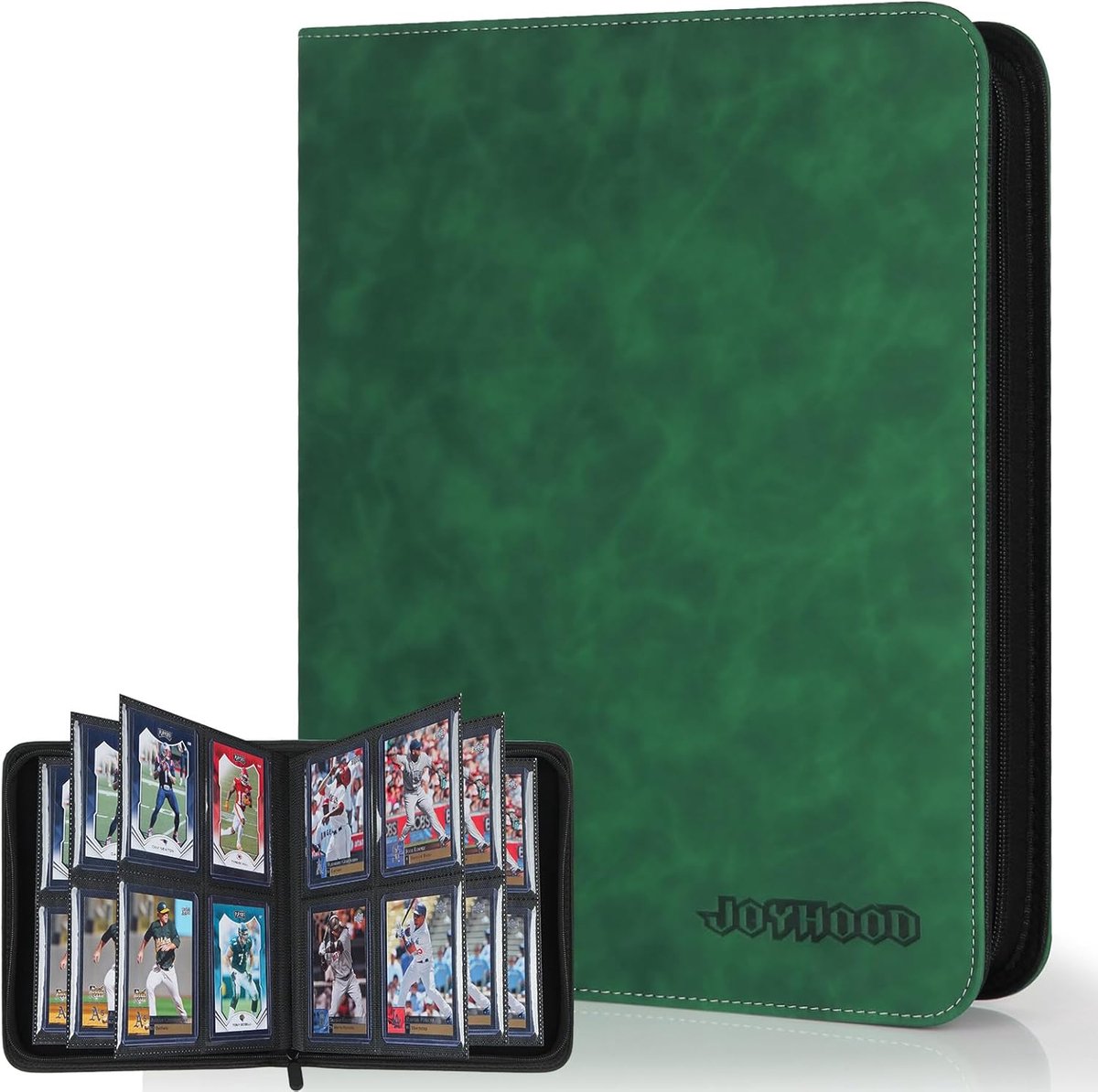 SnelShoppen - Top Loader Binder voor 112 Sports Cards, 4 Slot Collector Folder, Waterdichte Sleeve Folder, Donkergroen Top Loader Opslaghouder