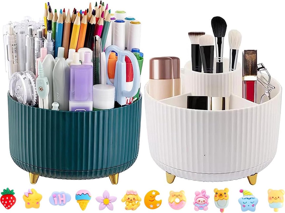 360 Graden Rotating Pen Holder met 5 Sorteringsvakken voor Pennen - Desk Organizer voor Kantoor, School en Thuis, Ideaal voor Opslag en Organisatie