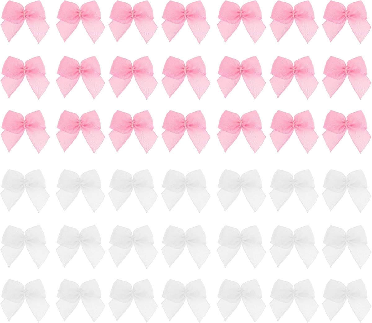 SnelShoppen - Mini Bows voor Creatief Knutselen, 100 Stuks 2.5cm Roze Witte Satijnen Strikjes voor DIY Crafting, Cadeauverpakking, Bruiloft, Verjaarda