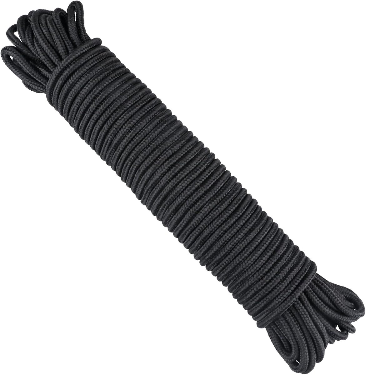 SnelShoppen - Zwarte Nylon Touw 6mm, 30m Gevlochten Koord voor Camping, Tuin, Overleven, Bundelen, Outdoor, Multifunctioneel Gebruik