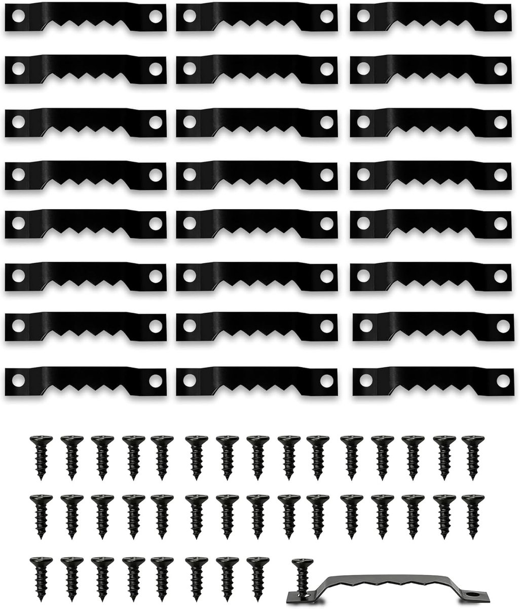 SnelShoppen - 40 Stuks Zagenhaak Hangers Zwart - Schilderij Ophangsysteem met 80 Schroeven - Metalen Fotolijsten Haken voor Wanddecoratie, Canvas en F