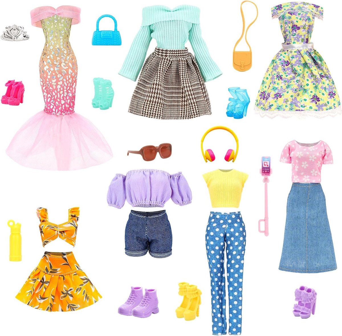 20 Poppenkleding voor 29,2 cm Poppen, Prinsessenjurken, Chique Kostuums en Accessoires voor Meisjes