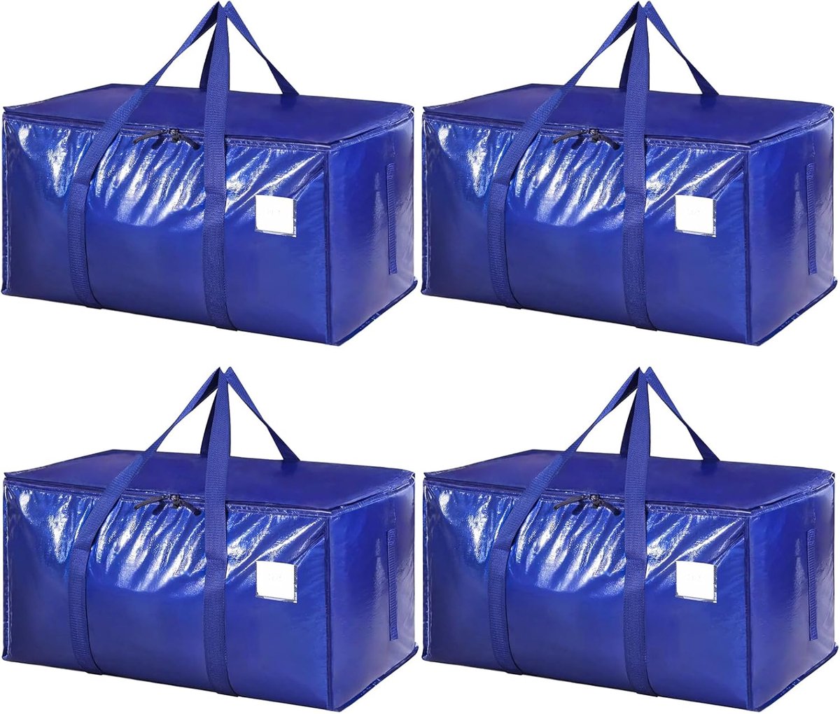 SnelShoppen - Grote Opbergdozen met Deksel, Opvouwbare Verhuisdozen, 90 Liter met Ritssluiting en Handvat, Ideaal voor Kledingopslag, Verhuizing, Camp