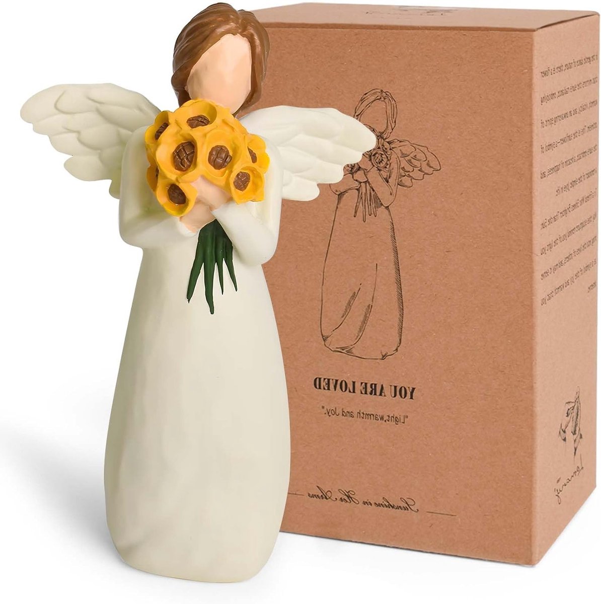 Zonnige Zonnebloem Decoratie voor Vrouwen, Engel Beeldje voor Thuis, Genezing en Inspiratie met Zonnebloemen en Engelen