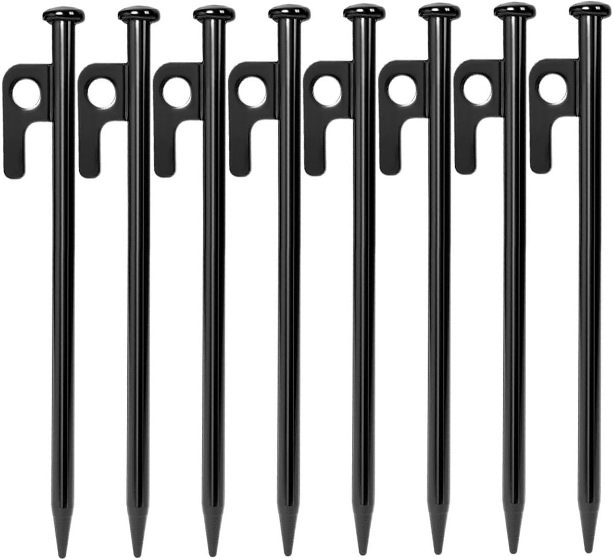 SnelShoppen - 8 x Tent Haringen, Stormbestendige Tent Pegs, Stalen Haringen met Haak en Gat voor Camping en Outdoor Hiking 20cm