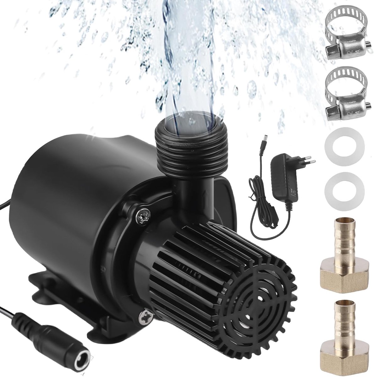 SnelShoppen - DC 12V Waterpomp, 800 L/h, 5 m Hoogte, 15 W, Borstelloze Dompelpomp met Snelheidsregeling voor Vijver, Mini Aquarium, Tuin en Zonnefonte