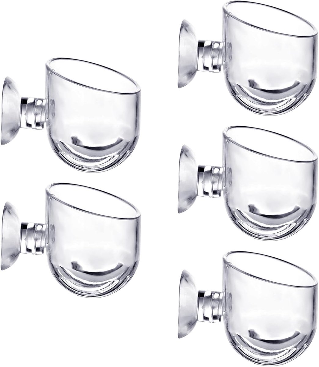 SnelShoppen - 5pcs Aquarium Plant Holder Suction Cups, Water Plant Cup Pot van Acryl, Voederbak voor Garnalen en Vissen, Rond Bodem 3.5 x 4cm, Ideaal